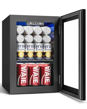 24-Can Beverage Refrigerator, Black