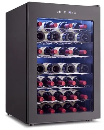 45-Bottle Wine Cooler with Glass Door, Black