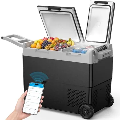 61 Qt 12V Car Refrigerator Dual Zone, Black