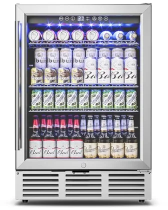 180-Can Beverage Refrigerator with Glass Door, Silver